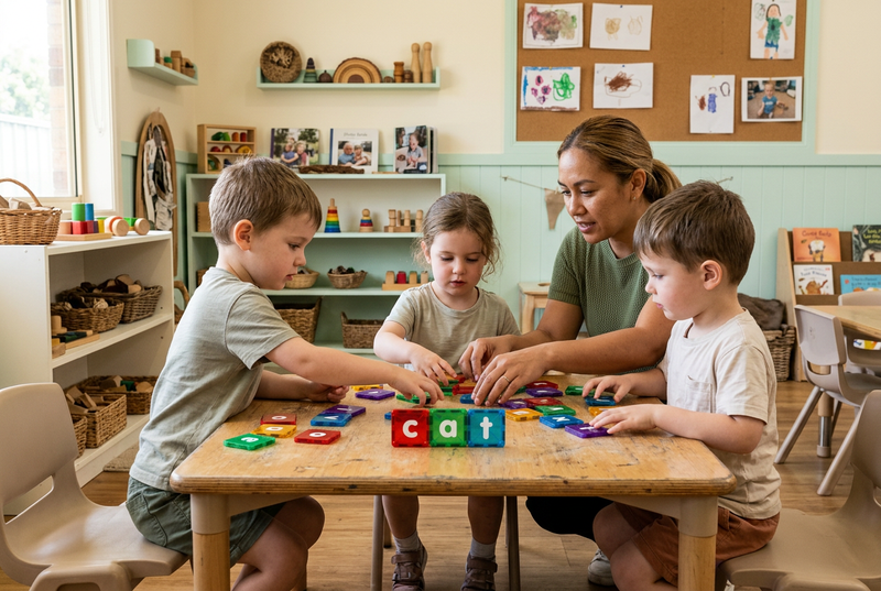 Kindergarten alphabet tile activity